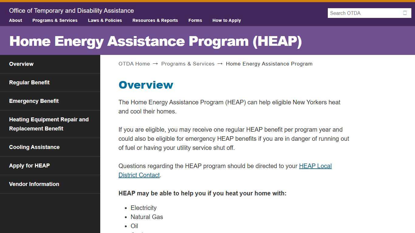 Home Energy Assistance Program (HEAP) OTDA